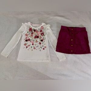 Cynthia Rowley Floral Long Sleeve Top and Pink Skirt Set